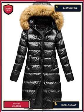 Women's Long Faux Fur Hooded Puffer Coat Warm Winter Jacket